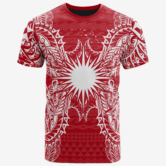 Marshall Islands T Shirt Polynesian Tribal Pattern Red Printed Shirt