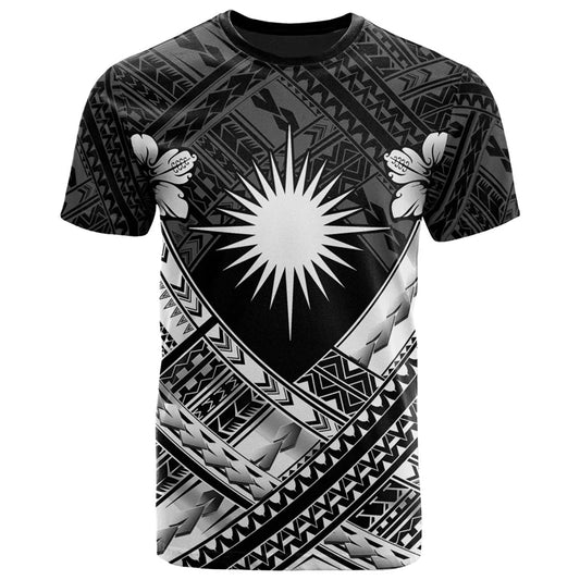 Marshall Islands T Shirt Polynesian Tribal Pattern Printed Black Shirt