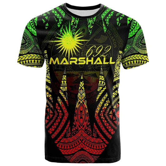 Marshall Islands 692 T Shirt Polynesian Tribal Pattern Printed Reggae Shirt