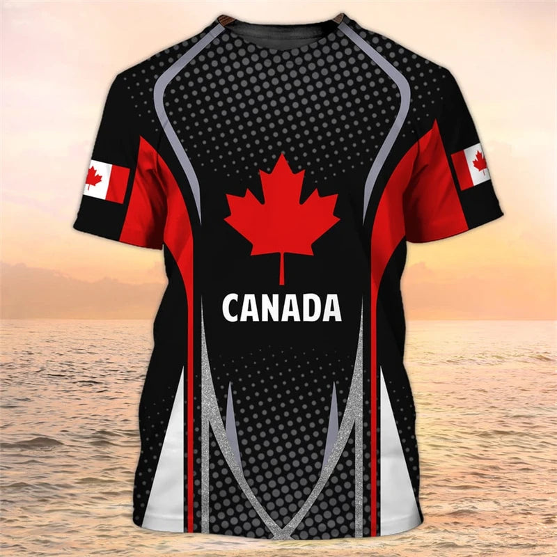 Canada Maple Leaf T Shirt Canada Flag Printed Black Shirt