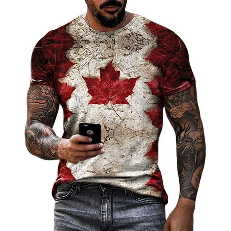 Vintage Canada Flag T Shirt Canada Maple Leaf Retro Red Printed Shirt