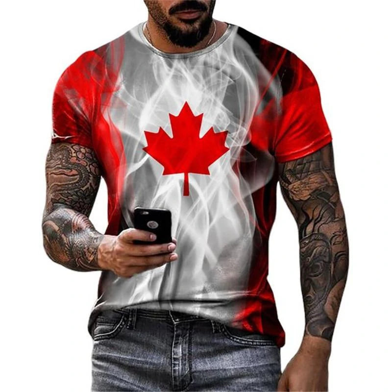 Vintage Canada Flag T Shirt Canada Maple Leaf Retro Smoking Style Printed Shirt
