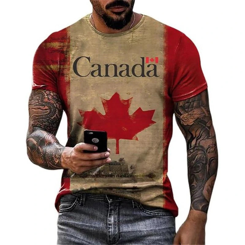 Vintage Canada Flag T Shirt Canada Maple Leaf Retro Shirt All Over Print