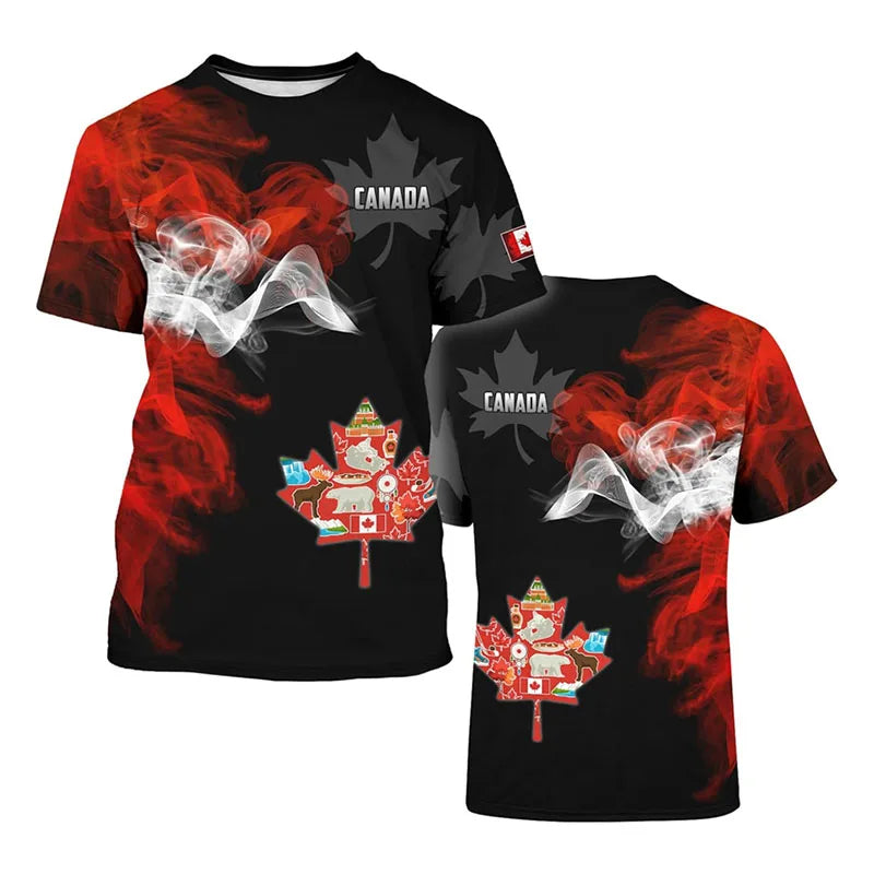 Canada Flag T Shirt Canada Maple Leaf Smoking Style Black Shirt