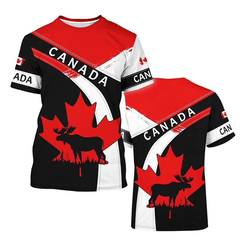 Canada Flag T Shirt Canada Moose Maple Leaf Curve Style Black Shirt