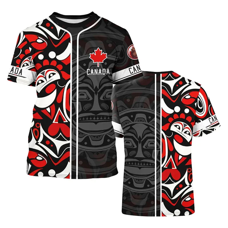 Canada Flag T Shirt Canada Moose Maple Leaf Tribal Art Shirt