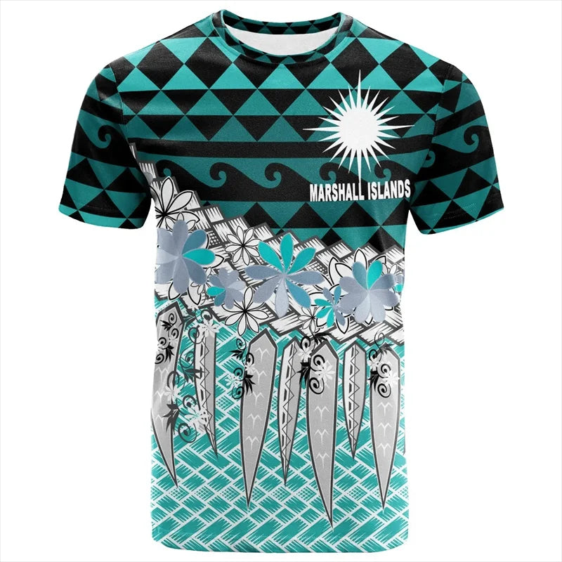 Marshall Islands T Shirt - Marshall Islands Tropical Polynesian Tribal Printed Shirt