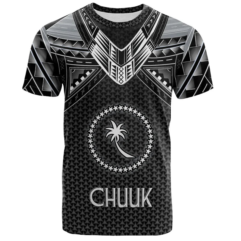 Chuuk Micronesia T Shirt Polynesian Tribal Pattern Tropical Printed Black Shirt