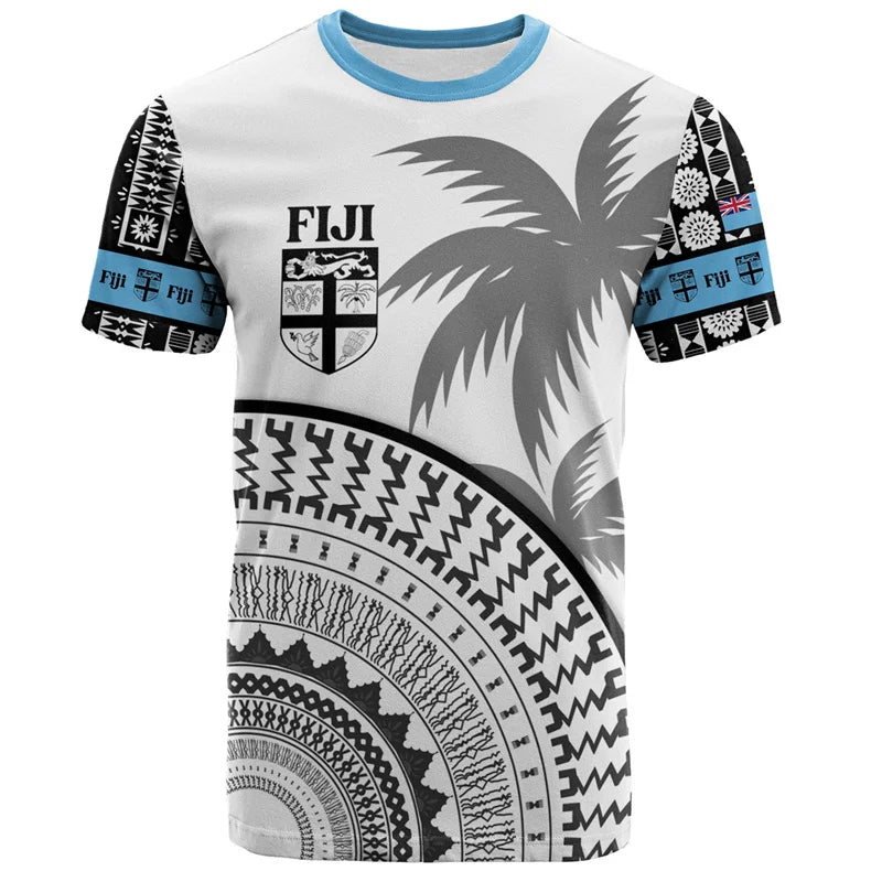 Fiji Coat Of Arms Shirt Fiji Polynesian Tree Pattern T Shirt