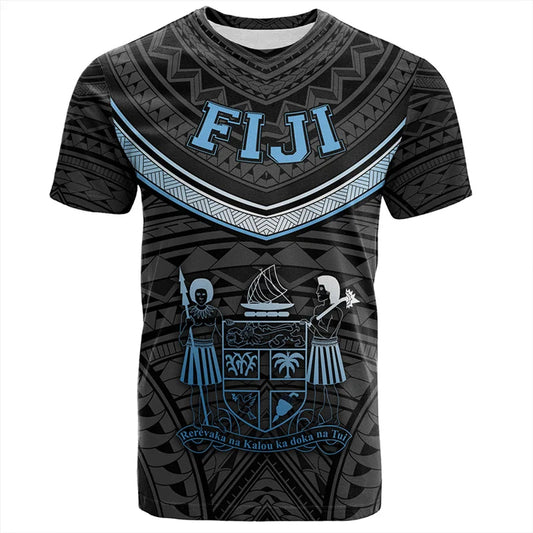 Fiji Shirt Fiji Coat Of Arms Polynesian Printed Black T Shirt
