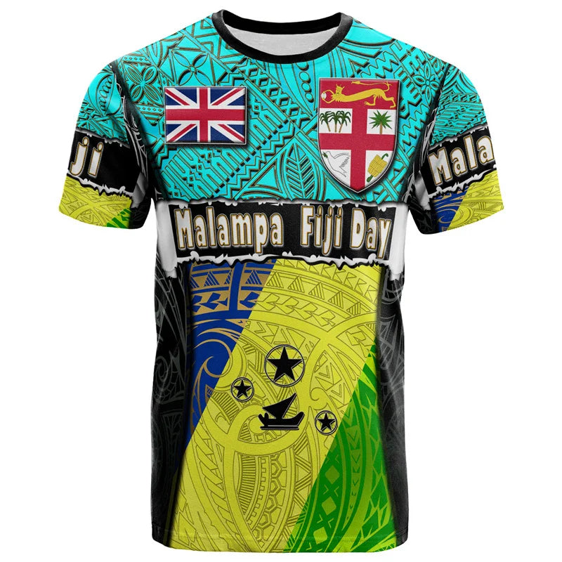 Fiji Coat Of Arms Shirt Polynesian Malampa Fiji Day Printed T Shirt