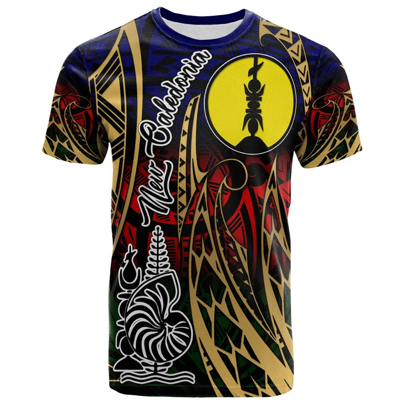 New Caledonia T Shirt New Caledonia Polynesian Tribal Patterns Tropical Printed Shirt