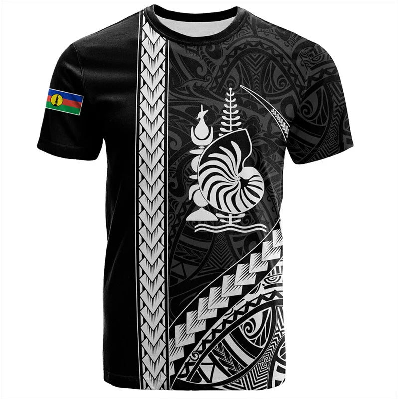 New Caledonia 3D Printed T Shirt Polynesian Tribal Island Tropical Shirt