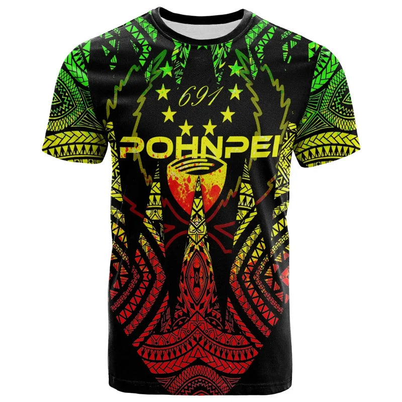 Pohnpei Coat Of Arms T - Shirt - Island Polynesian Tribal Patterns Reggae Shirt