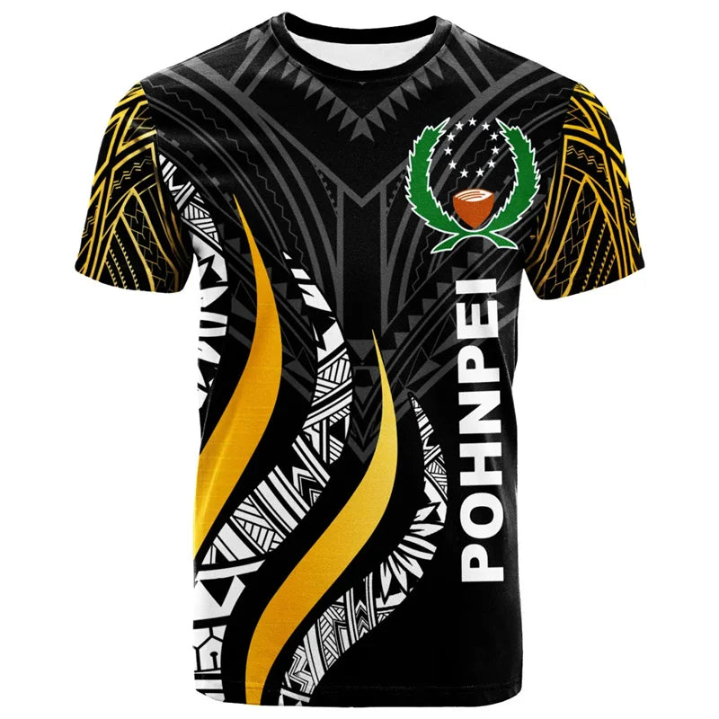 Pohnpei Coat Of Arms T - Shirt - Island Polynesian Tribal Patterns Wave Style Shirt
