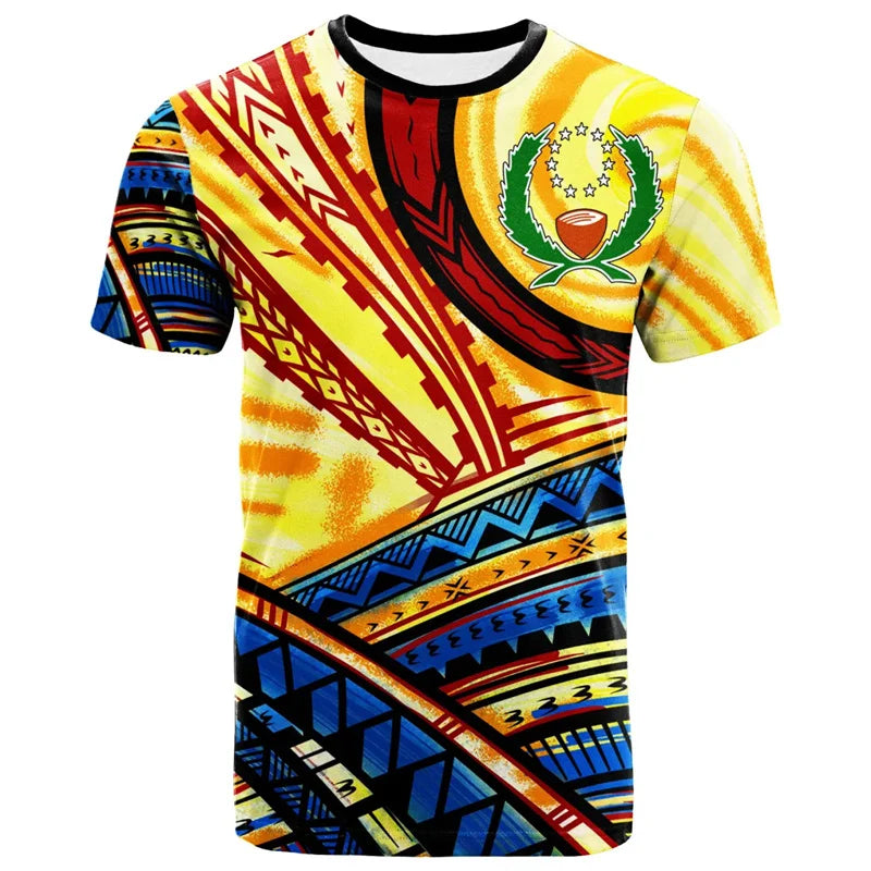 Pohnpei Coat Of Arms T - Shirt - Island Polynesian Tribal Patterns Colorful Style Shirt