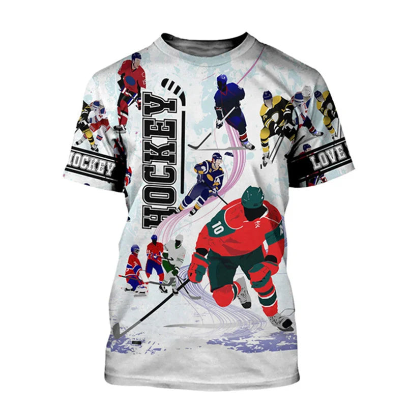 Canada Hockey Sports T-shirt Love Ice Hockey Unisex Short Sleeved T-Shirt