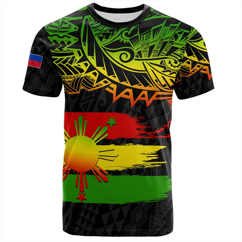 Philippines Flag Shirt Polynesian Tribal Pride Filipinos Unisex Printed Black Shirt