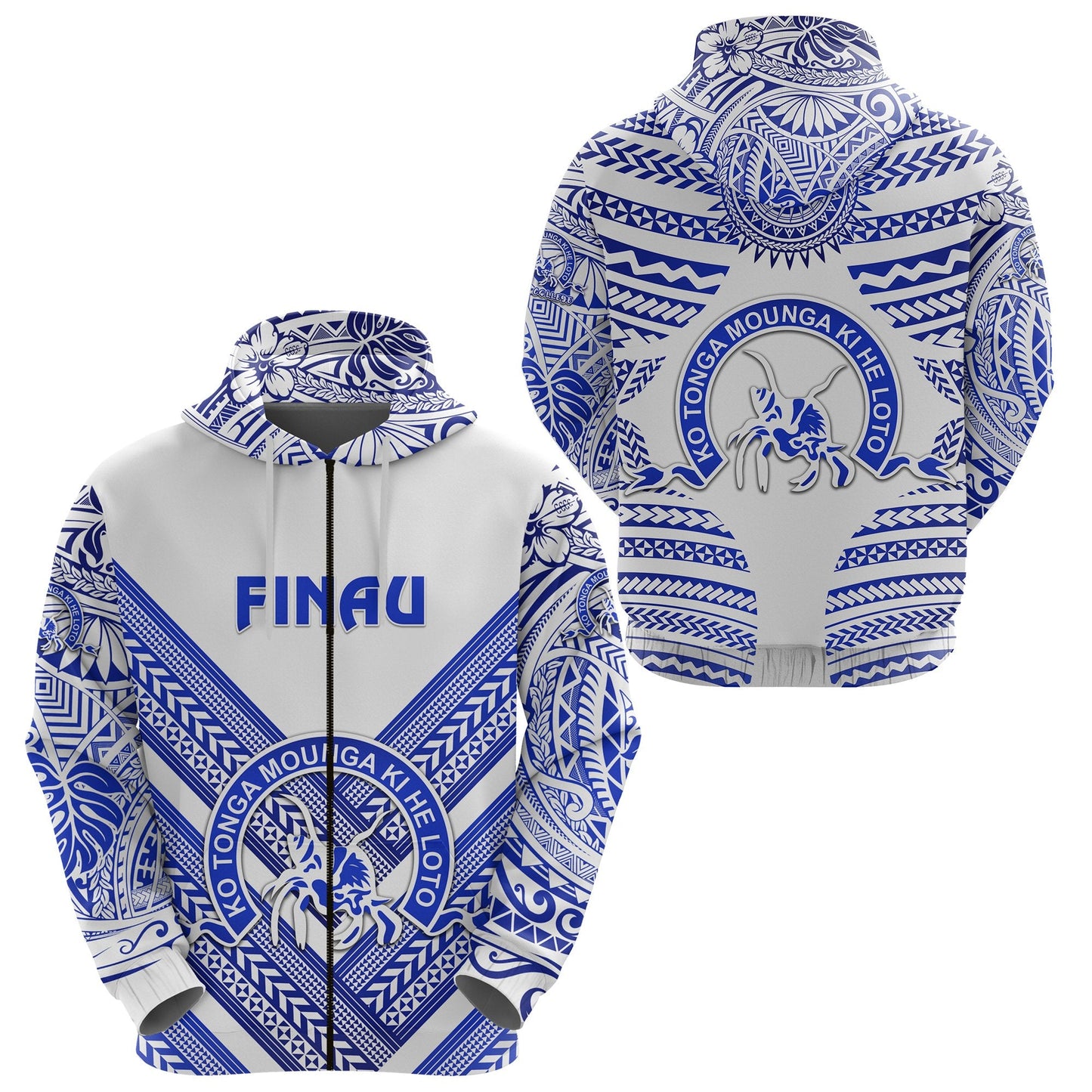 Finau Kolisi Ko Tupou College Tonga Zip Hoodie Creative Style White