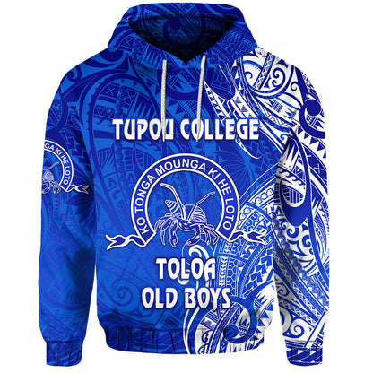 Custom Text Tonga Tupou College Hoodie Toloa Old Boys Simple Vibes Blue, Custom Text And Number