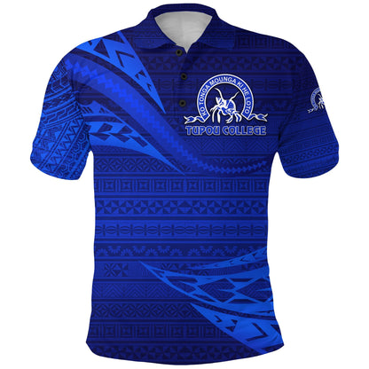 Custom Personalised Kolisi Ko Tupou College Tonga Polo Shirt Unique Version - Full Blue
