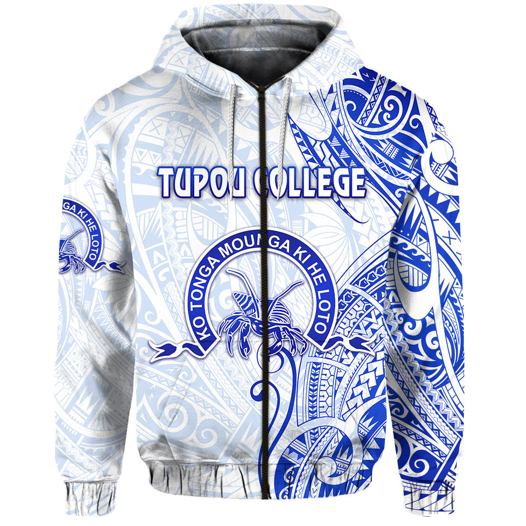 ( Personalised) Tonga Tupou College Zip Hoodie Simple Vibes White, Text And Number