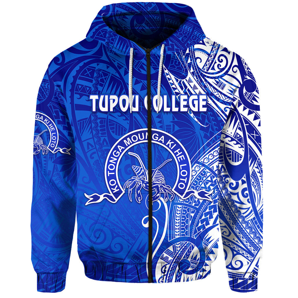 ( Personalised) Tonga Tupou College Zip Hoodie Simple Vibes Blue, Text And Number