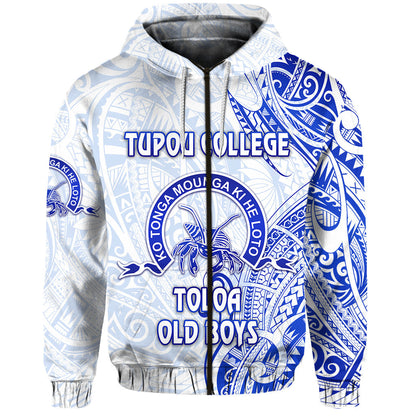 Tonga Tupou College Zip Hoodie Toloa Old Boys Simple Vibes White