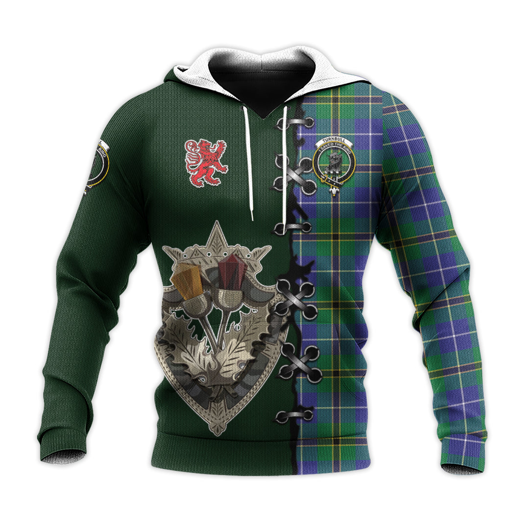 Printivon Turnbull Hunting Tartan Hoodie Lion Rampant And Celtic Thistle Style