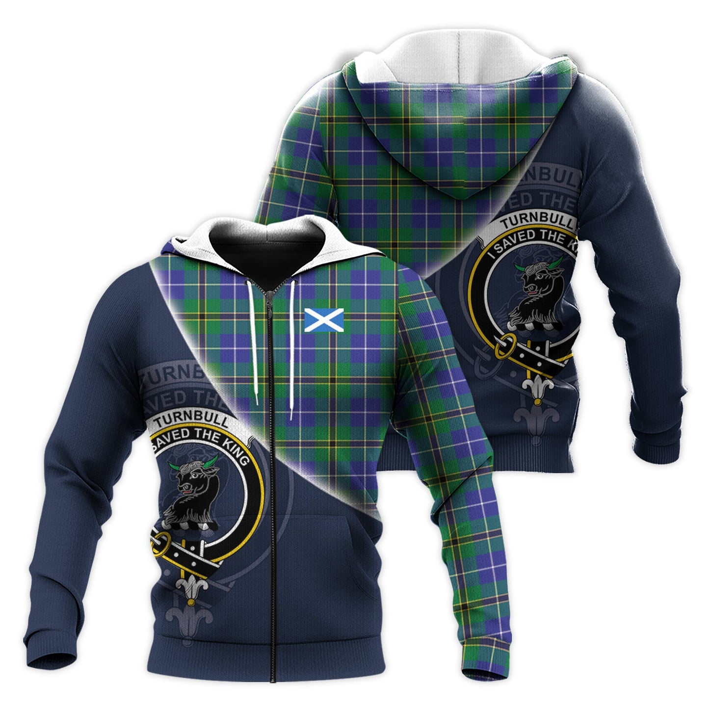 Printivon Turnbull Hunting Tartan Scottish Crest Hoodie