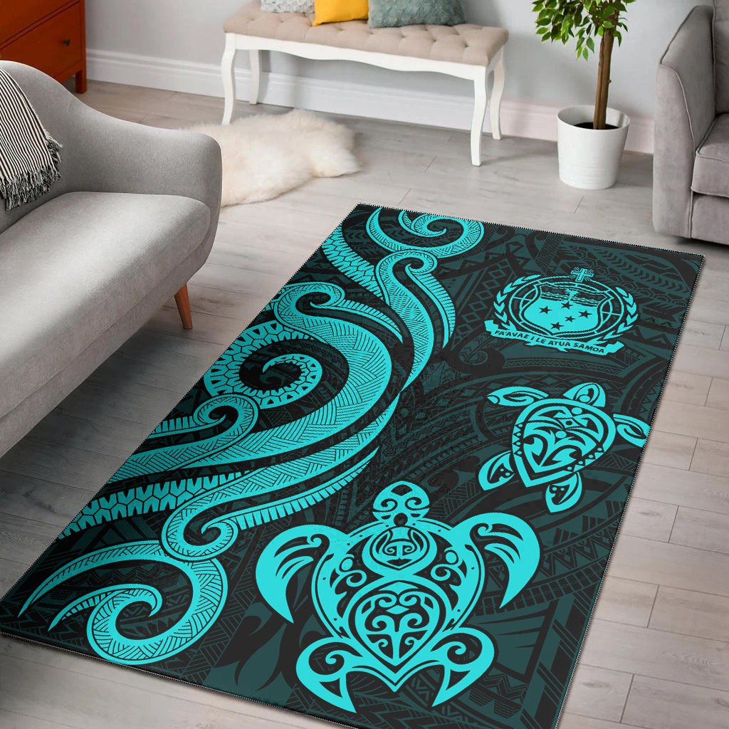 Samoa Area Rug Turquoise Tentacle Turtle