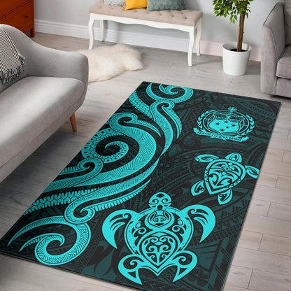 Samoa Area Rug Turquoise Tentacle Turtle