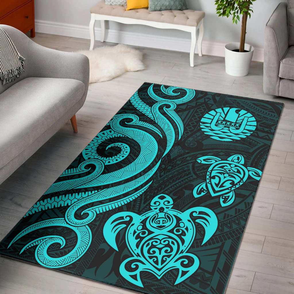Tahiti Area Rug Turquoise Tentacle Turtle