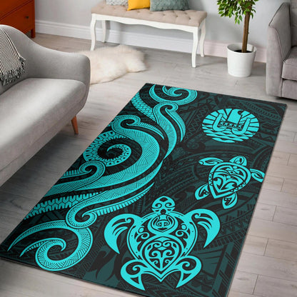 Tahiti Area Rug Turquoise Tentacle Turtle