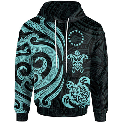 Cook Islands Hoodie Turquoise Tentacle Turtle