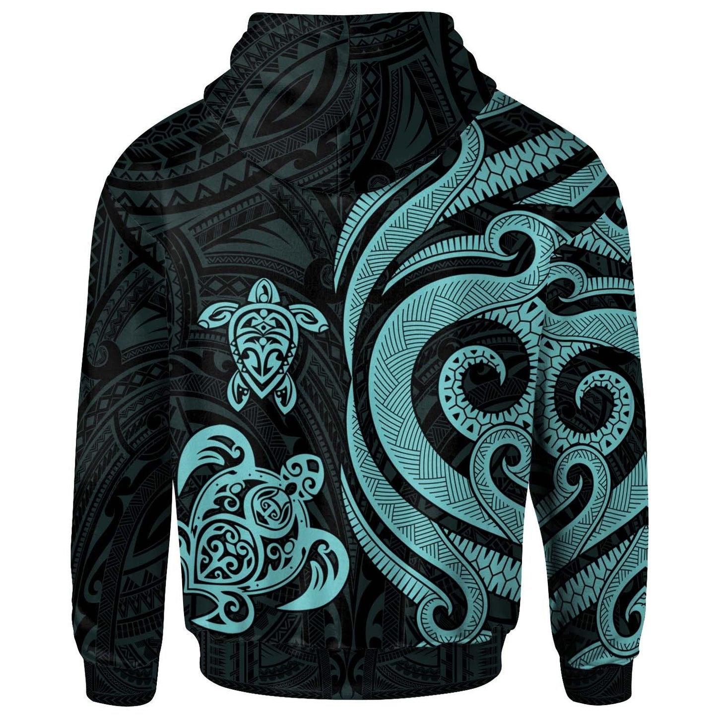 Cook Islands Hoodie Turquoise Tentacle Turtle