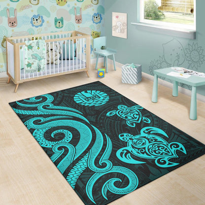 Tahiti Area Rug Turquoise Tentacle Turtle