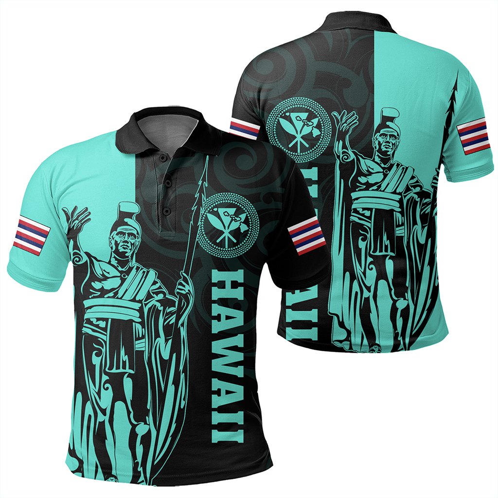 Hawaii King Polynesian Polo Shirt - Lawla Style Turquoise - AH