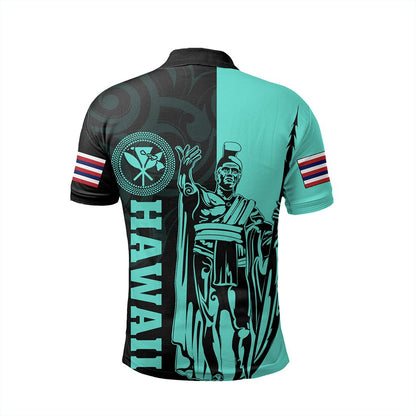 Hawaii King Polynesian Polo Shirt - Lawla Style Turquoise - AH