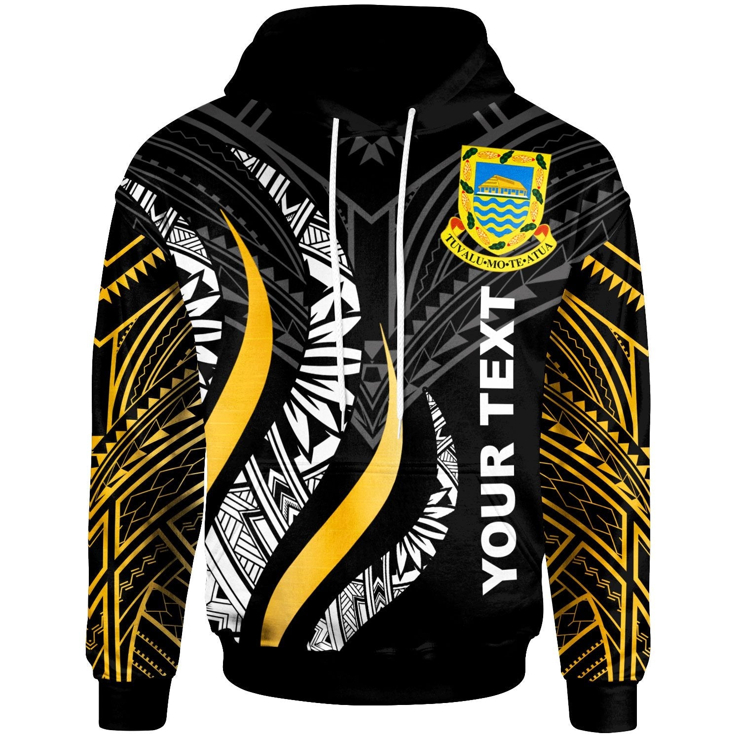 Tuvalu Hoodie Tuvalu Strong Fire Pattern Gold