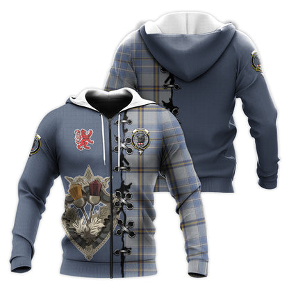 Printivon Tweedie Tartan Hoodie Lion Rampant And Celtic Thistle Style
