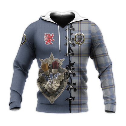 Printivon Tweedie Tartan Hoodie Lion Rampant And Celtic Thistle Style