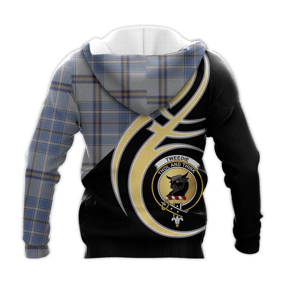Printivon Tweedie Clan Believe In Me Crest Tartan Knitted Hoodie Custom Your Text