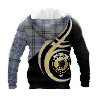 Printivon Tweedie Clan Believe In Me Crest Tartan Knitted Hoodie Custom Your Text
