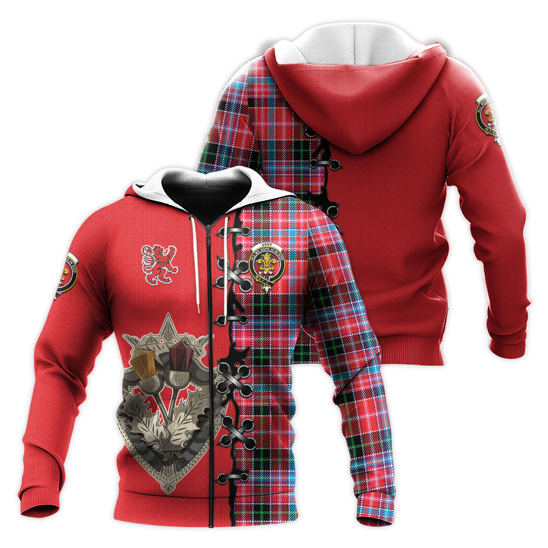 Printivon Udny Tartan Hoodie Lion Rampant And Celtic Thistle Style