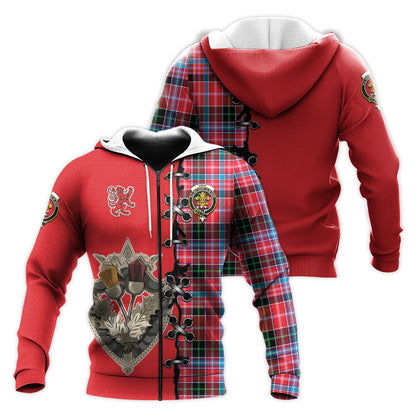 Printivon Udny Tartan Hoodie Lion Rampant And Celtic Thistle Style