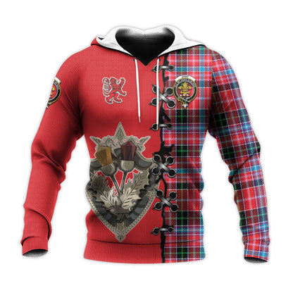 Printivon Udny Tartan Hoodie Lion Rampant And Celtic Thistle Style