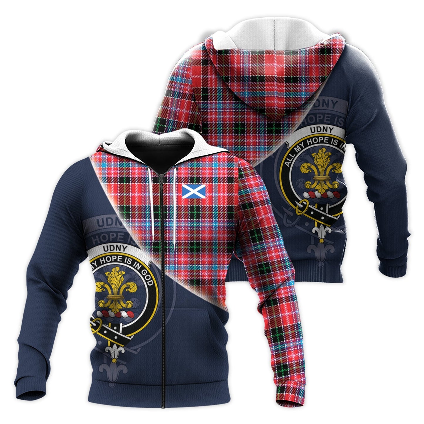 Printivon Udny Tartan Scottish Crest Hoodie