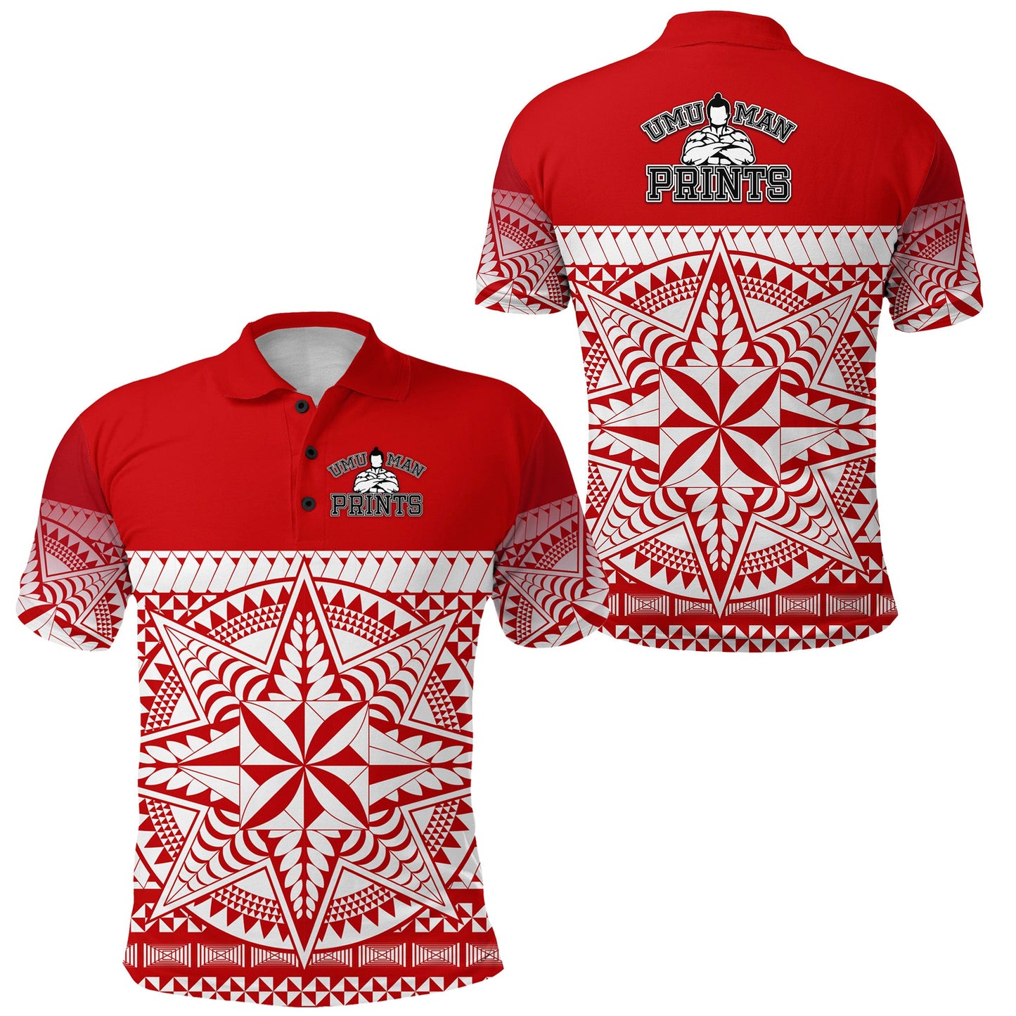 Tonga Umuman Prints Polo Shirt Special Version - Red