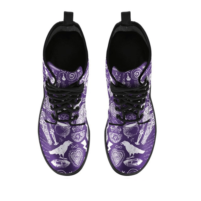 Celticone Women's Leather Boot - Purple Witch Essentials Pagan Boots